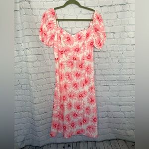 SHEIN Pink Floral Dress Size Medium #shein #floral #dress #medium #puffsleeve